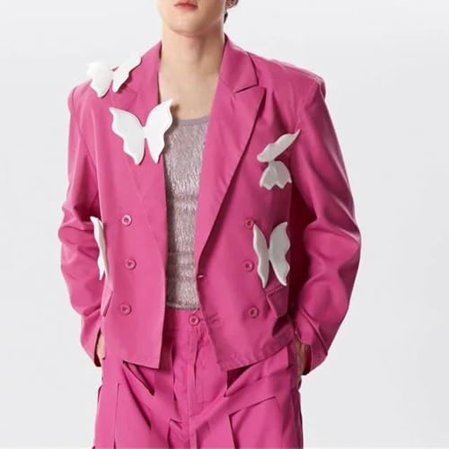 Men's Suit Jacket Patchwork Lapel Long Sleeve Double-Breasted Loose Street Fashion Thin Jacket2