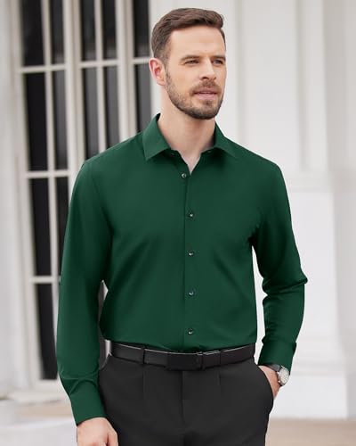 Image of Alimens & Gentle Men's Dress Shirts Long Sleeve Wrinkle Free Stretch Business Casual Wedding Button Down Shirt