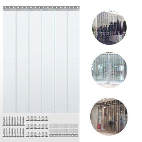 Rideau de porte en PVC transparent plastique durable isolant thermique entrepôt usine 75x200cm