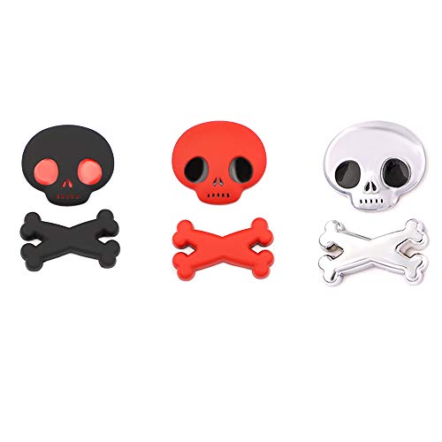 New Metal Cool Skull Ghost Skull Head Skeleton Bone Emblem Decal For Car Styling Motorcycle Fender/Trunk/Lid/Rear Windshield/Fuel Tank Cap Nameplate Automotive Accessories Decorative (Red) #TOP4