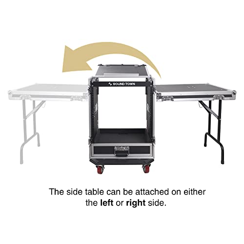 Sound Town 14U Pa Dj Pro Audio Rack/Road Ata Case With 2U Drawer, 11U Slant Mixer Top, Dj Work Table, Casters, Pro Tour Grade (Mr-Dr14Ut) #TOP4