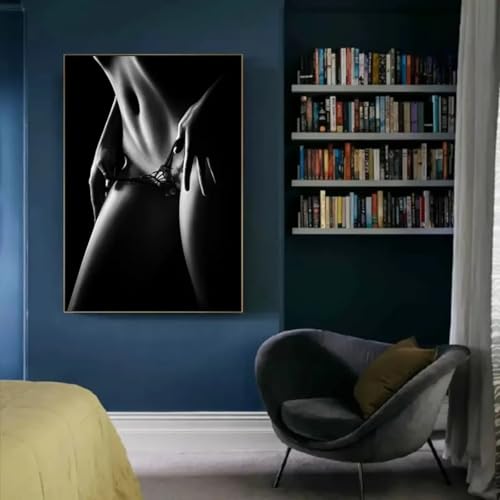 Impression sur toile luxe femme sexy tableau noir et blanc 40 x 60 cm