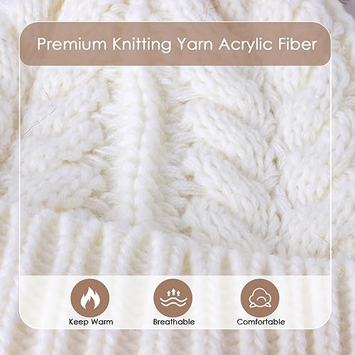 2 Pack Parent-Child Knit Hat Mother & Child Baby Family Matching Cap Winter Warm Crochet Beanie Hat with Pom Pom2