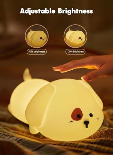 Image of GITGRNTH Rechargeable Silicone Puppy Night Light for Kids | Color-Changing LED Changing Pet Lamp |Adorable Room Decor & Gift for Toddlers, Teens, & Valentine's Day Present (Puppy Lamp, Regular