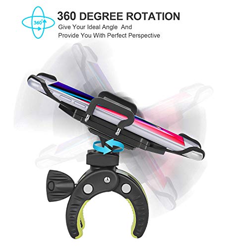 Asunby Bike Phone Mount,Bicycle Cell Phone Holder,Universal Motorcycle Handlebar Rack With 360° Rotation Adjustable Anti Shake Silicone Bands Cycling Fit All Smart Iphone 14 13 Pro Max,Galaxy #TOP3
