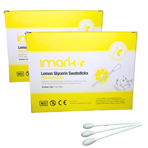 Bastoncillos Bucales Prehumedecidos con Glicerina Sabor Limón. Alivio para la Boca Seca. Caja de 50 Bolsitas Portátiles de 3 Bastoncillos. 150 bastoncillos.