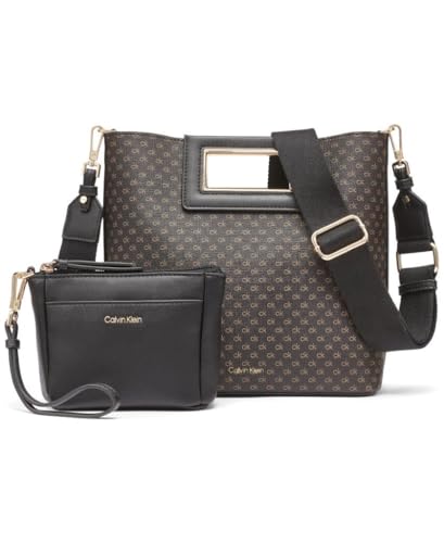 Calvin Klein Eira North/South Crossbody With Removable Pouch, Brown/Khaki/Black Mini, One Size - image 1