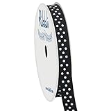 Ribbli Grosgrain Polka Dot Craft Ribbon,3/8 Inch,10-Yard Spool,Black with White Dots,Use for Gift Wrapping,Party Decoration,All Crafting and Sewing