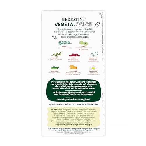 Herbatint Vegetal Color Moon Light Power, Schwarz | Pflanzliche Haarfärbung auf Basis von Henna und ayurvedischen Kräutern, 100% natürlich und biologisch – 100 Gramm