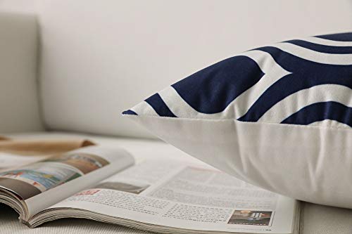 Navy Blue Lumbar Throw Pillow Covers, 4 Pack, Decorative Bed Sofa Couch Cushion Pillowcases,12 X 20 Inches,Geometric Quatrefoil Arrow Ogee Chevron Patterns #TOP7