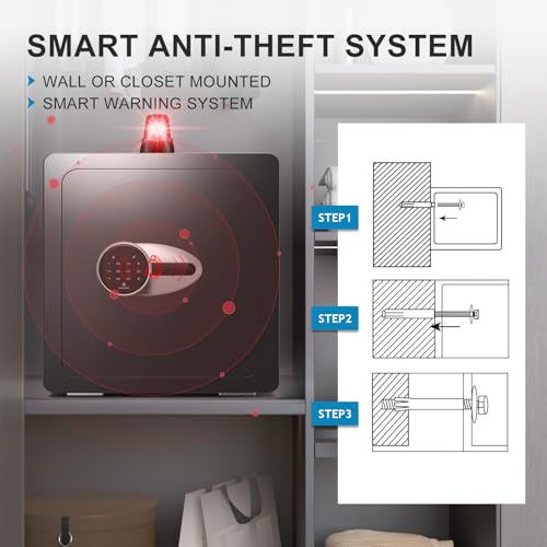 BONANO 2.0 Cub Safe Box, Home Safe mit Stummschaltfunktion & digitaler Touchscreen- Tastatur, Geldsafe mit feuerfester, wasserdichter Tasche, Safe Box mit abnehmbarem Regal & LED- Licht, Büro, Hotel-6
