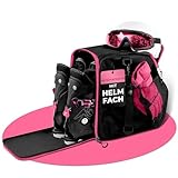STYNGARD Skischuhtasche mit Helmfach und Stiefelfach [40 L] - Ski Stiefeltasche mit Umhängefunktion und Stauraum für Skizubehör - Tasche für Skischuhe Modell Zermatt (Schwarz-Pink)