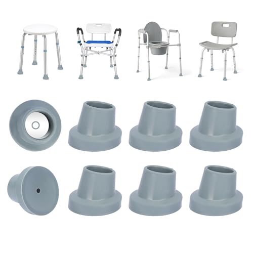 supregear Shower Chair Leg Caps - Heavy Duty Replacement Feet for Shower Stools Bath Seat, 1-1/8" I.D. Slope Rubber Tips for Transfer Bench Non-Slip Extreme Grip Suction Cup Feet, 8PK