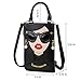 ENJOININ Women Novelty Lady Face Shoulder Bag, Black-1a