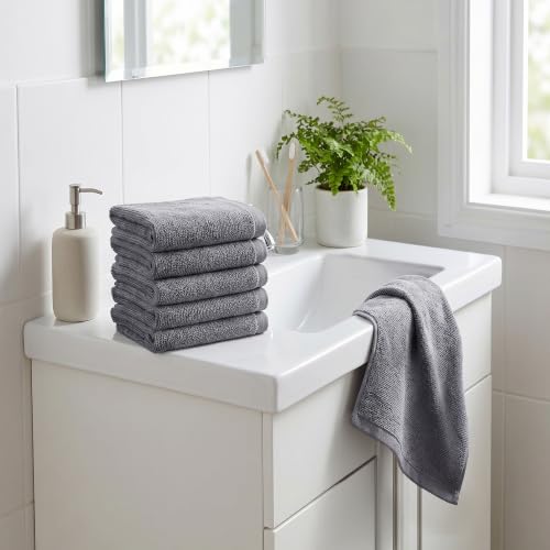 Image of MYTRIDENT Face Towel | Urban Comfort | Quick Drying | Travel Friendly | for Men /Women | 6 Pc Face Towel (30 cm x 30 cm) | 100% Cotton 450 GSM - Charcoal