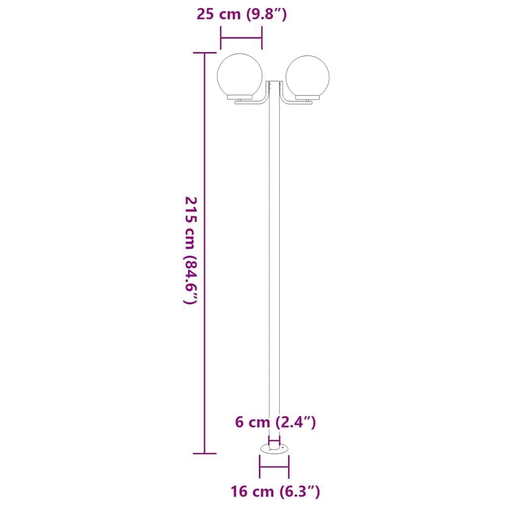 vidaXL Farolas de exterior 3 unidades acero inoxidable 215 cm
