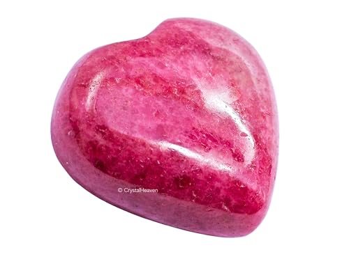 Image of Certified Pink Rhodonite Crystal Heart Palm Pebbles Stones for Anxiety Stress Relief Massage - AAA Grade Original Healing Gemstone Agate Heart Palm Stone for Yoga Meditation Spiritual