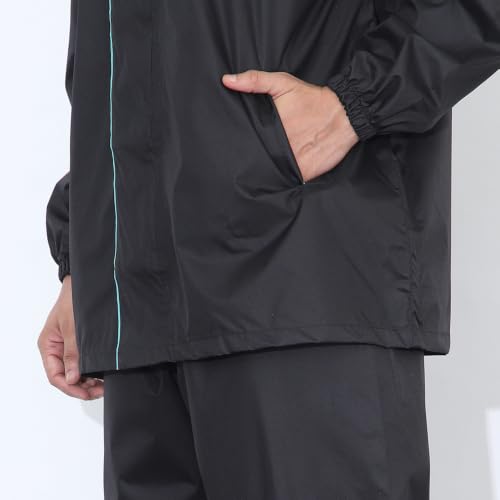 Image of Shasmi Men's Raincoat for Men Waterproof with Hood | Premium Polyester Rain Suit for Bike Riders | Leak Proof Full Body Rainwear Set with Pants | Heavy Duty Zipper (Rainy 290)