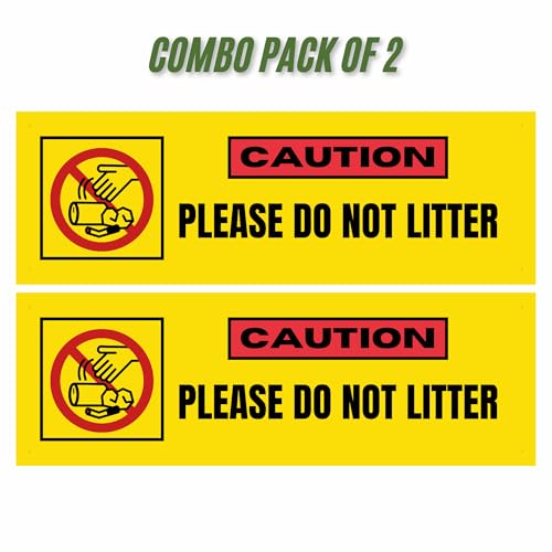 Image of Do Not Litter Sign Sticker (20.5 x 7 CM) - Peel & Stick with Corner Holes - Weather Resistant Notice Board for Home, Office, Shop, School - Pack of 2 (Do Not Litter, Small - 20.5 X 7 CM)