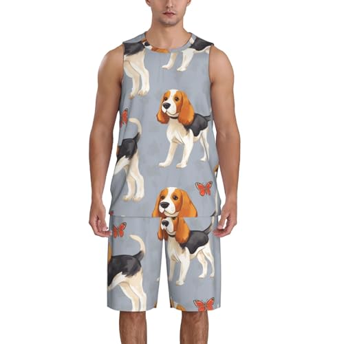 Maillot de basket-ball homme Beagle Patterns ensemble gilet et short