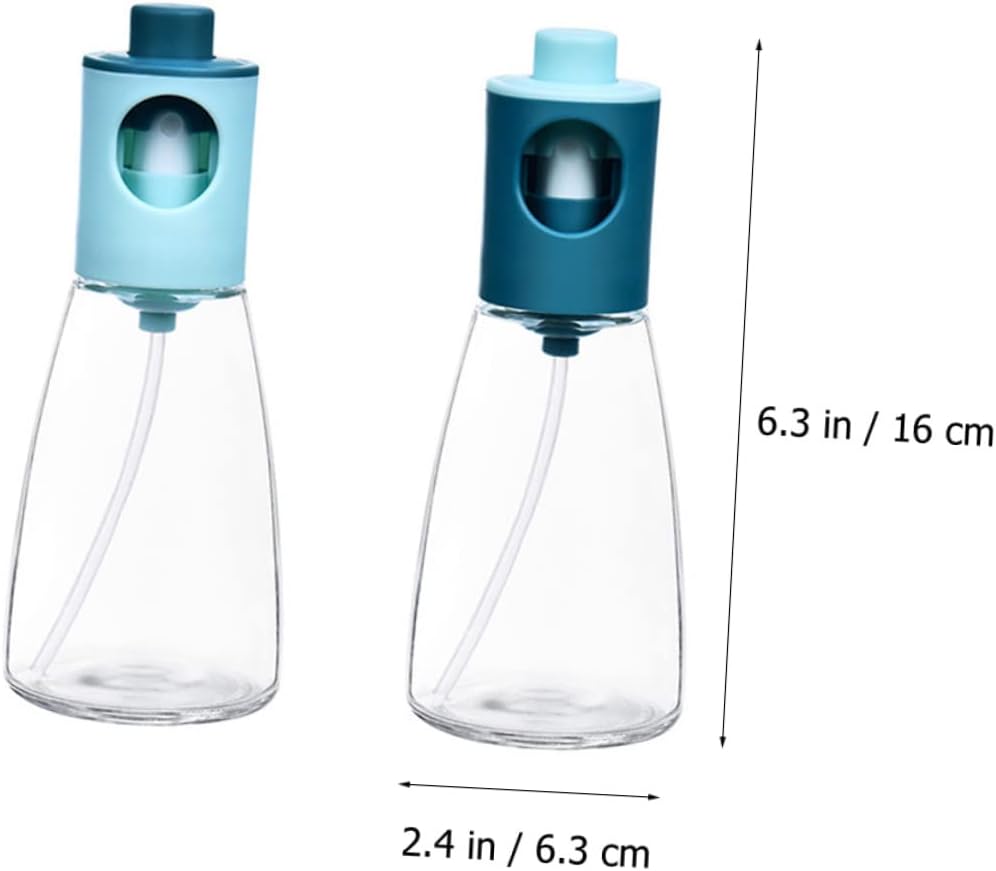2Pcs Kitchen Oil Spray Bottles Glass Press Type Oil Dispenser for Cooking Grilling Salad Baking Leak Design with Visible Capacity Food Safe and Glass Material and Light Blue
