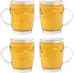Traditional Beer Glasses | Set of 4 Pint Glasses | Old Fashioned Dimpled Beer Mug | Perfect for Garden Bar & Home Drinking | Britannia Pint Mug | Ale Tankards