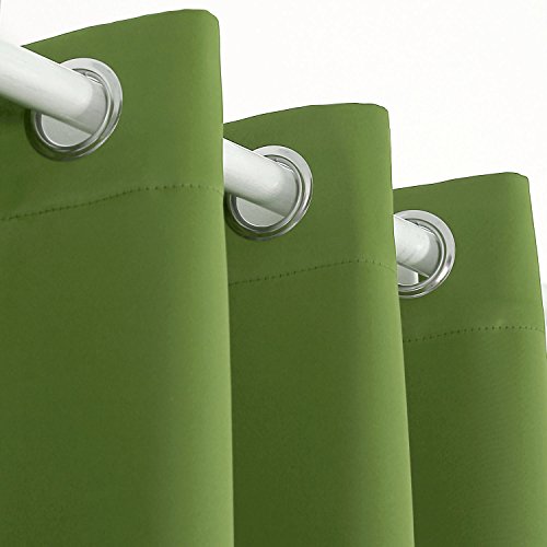 Image of Deconovo Darkening Thermal Insulated Blackout Grommet Window Curtain Panel for Living Room Green, 52x63 Inch