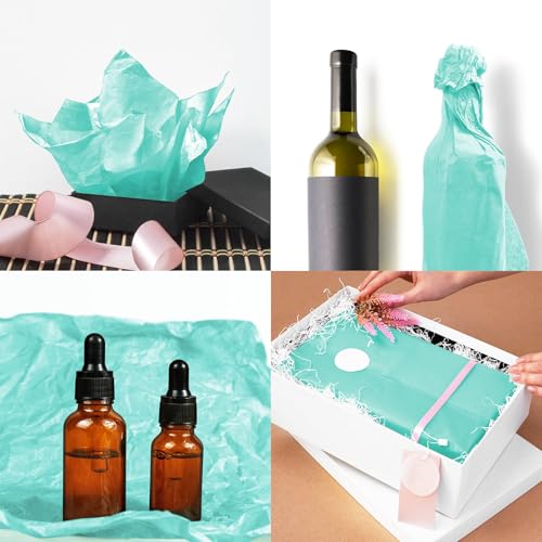 Image of 120 Sheets 20 inchX14 inch Tissue Paper for Gift Bags Wrapping, Teal Art Tissue Paper Bulk for Weddings Birthday Party Crafts Decoration
