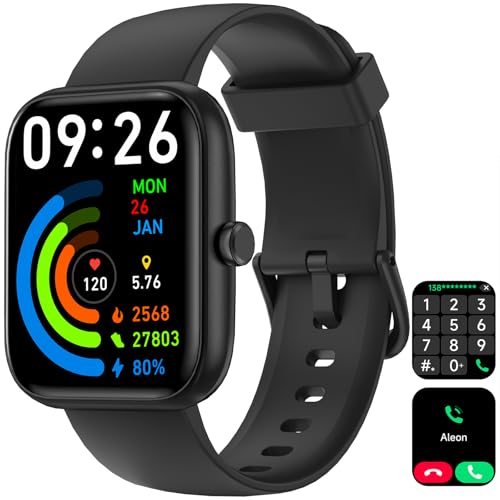 Smart Watch for Men Women 1.8″ Fitness Tracker, Bluetooth Call, DIY Dial, Heart Rate Sleep Blood Oxygen Monitor, 100+ Sports Modes, IP68 Waterproof Smartwatch for Android iPhone, Alexa Built-in