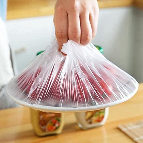 Fresh Keeping Bags, Sandwich Bags, Food Bags, Elastic Stretch Adjustable Bowl Lids, for Leftovers Picnic BBQ Fresh Keeping, Waterproof Clear Shower Caps (100Pcs)