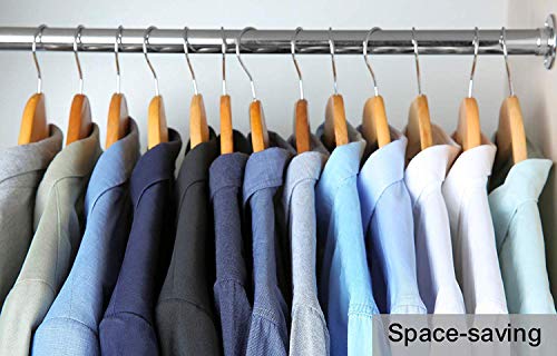 Image of Wooden Hanger Premium Wood with 360 Swivel Hook and Precisely Cut Notches for Dress Clothes, Coats, Jackets, Pants, Shirts, Skirts Hanger (Natural Hanger, 48)