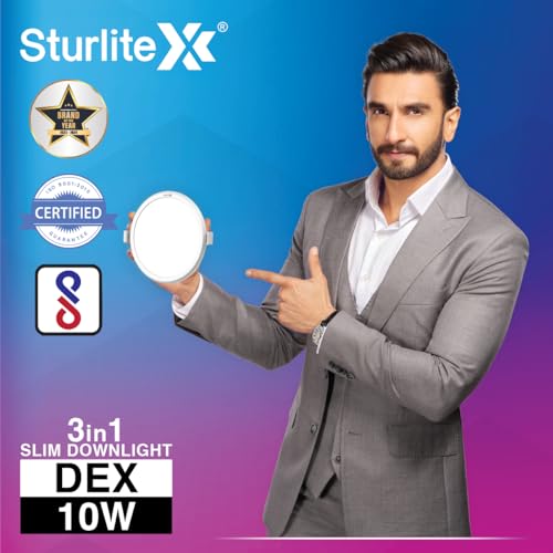 Image of Sturlite Dex 10W (3 in1) Round LED Downlight|Warm, Neutral & Cool White Color Temperature|1000 Lumens with CRI Tech for Various Ceiling Types and Rooms - (Pack of 4)