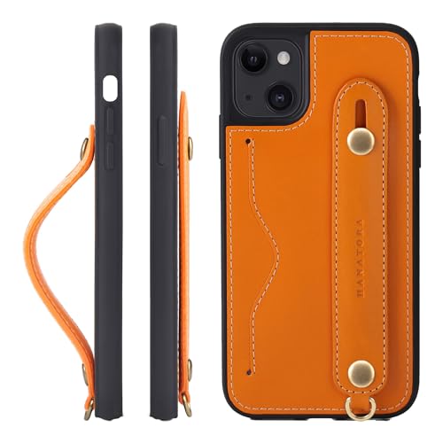 HANATORA for iPhone 14 �P�[�X �{�v �ϏՌ� �w�ʃx���g �X�g���b�v�����O �X�}�z�P�[�X �X�}�z �X�^���h�@�\ �l�b�N�X�g���b�v �t�� �C�^���A�����U�[ �M�t�g �I�����W CGH-14-Orange