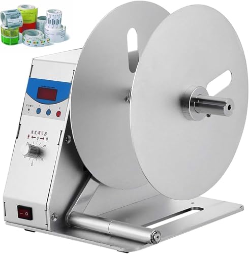 Image of 30w Label Rewinder, Digital Automatic Bidirectional Machine with Adjustable Speed 12~50 RPM, LED Display, Quantity Setting for Logistics and Warehouse Use
