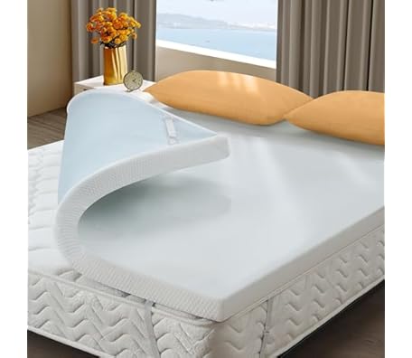 3 Inch Queen Memory Foam Mattress Topper, Cooling Gel Bed Topper with Premium Removable Skin-Friendly Non-Slip Cover, High Density Ventilated Mattress Pad CertiPUR-US & Oeko-Tex Certified, White