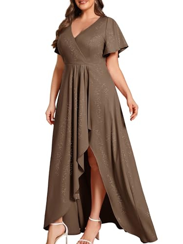 Image of Ever-Pretty Womens Glitter High Low Plus Size Cocktail Wedding Guest Dress