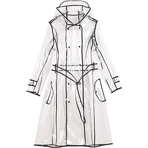 clear rain jacket clear raincoats for women eva transparent raincoat with belt lightweight rainwear waterproof2