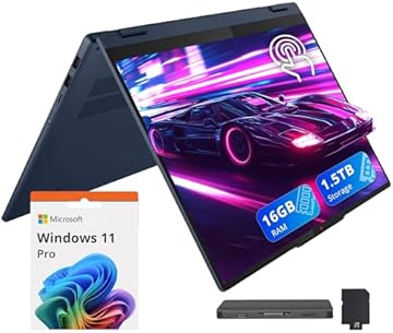 Ideapad 5 16" WUXGA Touchscreen 2-in-1 Laptop, AMD Ryzen AI 5 340, 16GB RAM, 1.5TB Storage(512GB SSD+1TB Docking Station Set), Backlit Keyboard, Radeon 840M, Wi-Fi 6, Win 11 Pro, Blue