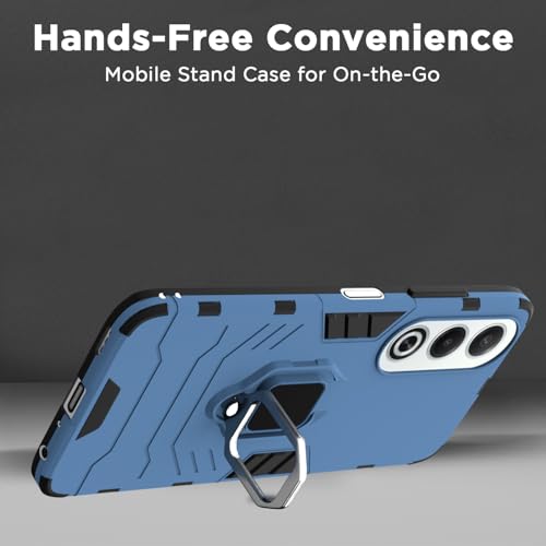 Image of Pikkme Back Cover for Oppo K12x 5G | 360 Protection Case | Ring Holder Stand D5 Tough Armor Bumper Case (Blue)
