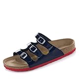 birkenstock florida 39  BIRKENSTOCK Florida Birko-Flor Lack schmal Pantolette, Dress Blue (553153), 41 EU