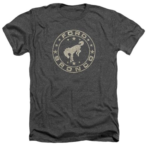 Ford Bronco Vintage Star Bronco Unisex Adult Heather T Shirt for Men and Women 2X-Large Charcoal