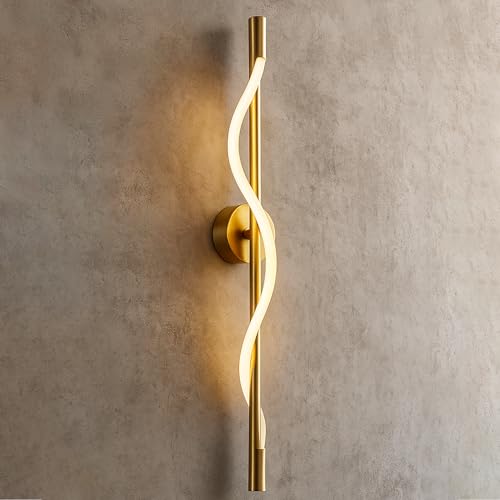 Image of SINOMAN Modern LED Wall Lamp Stylish Acrylic Metal Gold Finish with Elegant Spiral Design 3 in 1 Color Changing Lighting Perfect for Bedroom, Living Room, Office, Hallway and Home Decoration