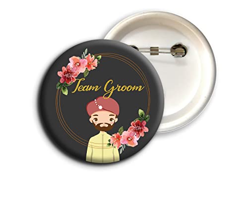 Image of D2C Plastic Pin bride and groom badges Wedding /Marriage Badges Glossy Finished Multicolor (D2)