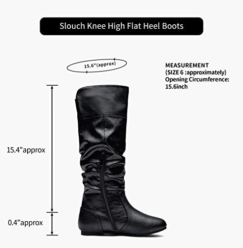 Jeossy Women's 9601 Knee High Boots Tall Black Pu Slouch Boots With Inside Zipper Size 7.5(Djy9601 Black Pu 07.5) #TOP4
