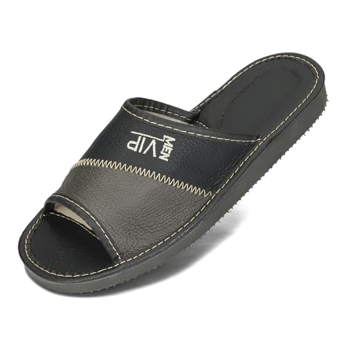BeComfy Kapcie męskie z odkrytymi palcami letnie pantofle domowe VIP 40-46 EU/Czarno-szary VIP, 43