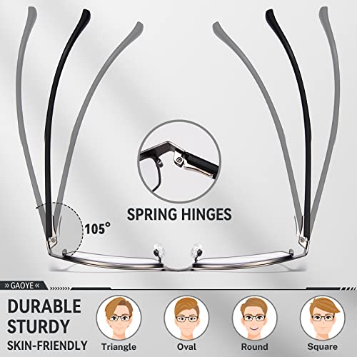 Gaoye Reading Glasses Men Women - 3 Pack Computer Blue Light Blocking Metal Readers - Anti Glare Strain Migraine Eyeglasses(1.5,Black/Gunmetal/Gunmetal) #TOP2
