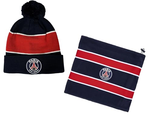 PSG Ensemble Bonnet + Cache Cou Polaire Collection Officielle Paris Saint Germain