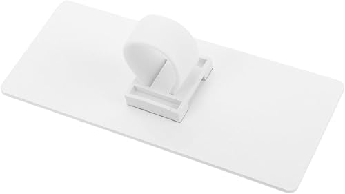 DECHOUS Estación de logotipo de micrófono en blanco con gancho y bucle, soporte de logotipo de micrófonos portátiles para grabación de alojamiento y