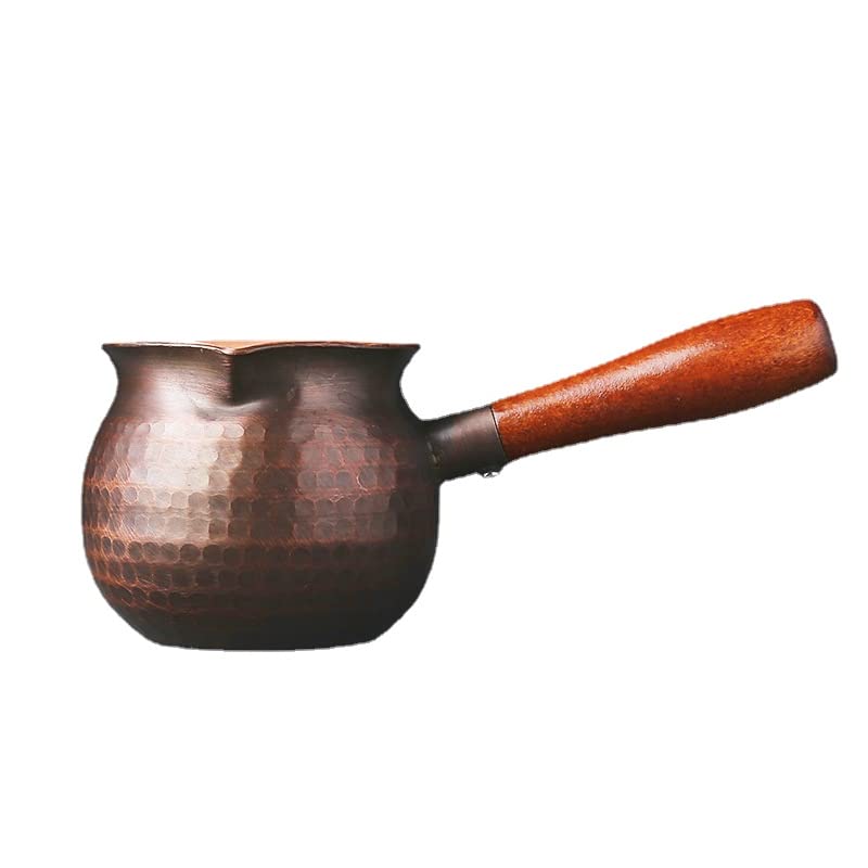 KKEKOS 6.5Oz 180ml Handmade Copper Coffee Pot for 2 People Turkish Greek Arabic Stovetop Coffee Maker with Wooden Handle