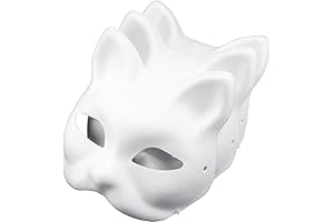 Cat Mask White Paper Blank Hand Painted Face Mask (Pack of 3)...